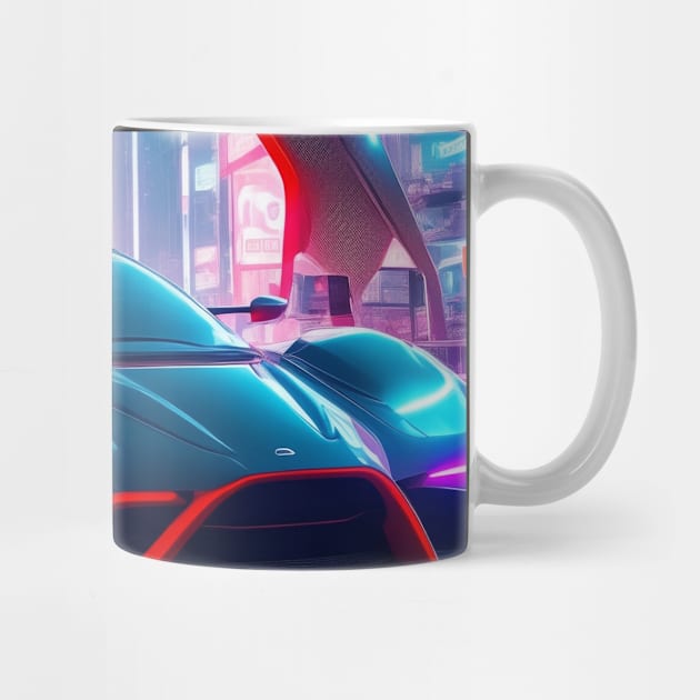 Dark Neon Sports Car in Asian Neon City by star trek fanart and more